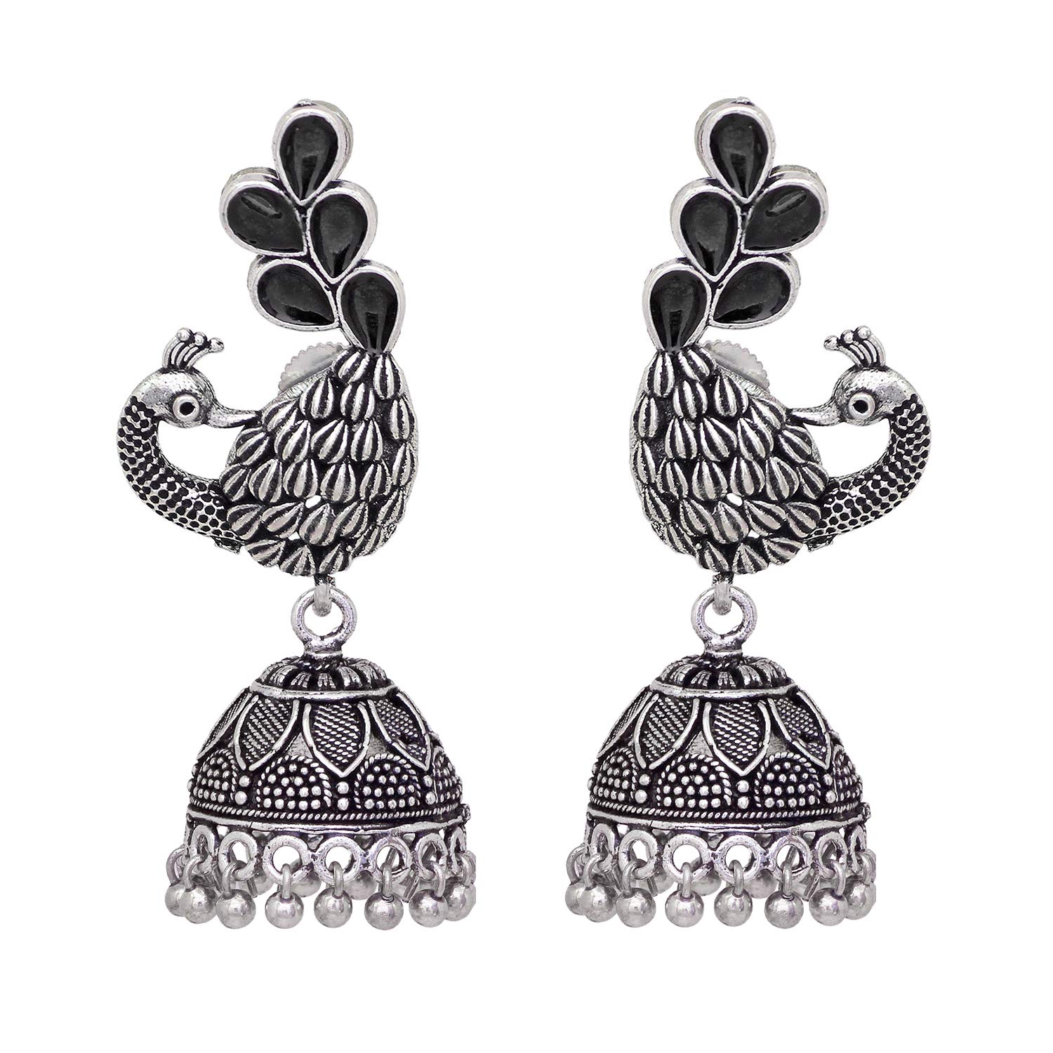 See full amazon price history chart for V L IMPEX Peacock Theme Oxidised silver Meena Work Jhumki Earring For Women And Girl V L IMPEX Peacock Theme Oxidised silver Meena Work Jhumki Earring For Women And Girl (B071VF87D2) Amazon Price History, Amazon Price Tracker