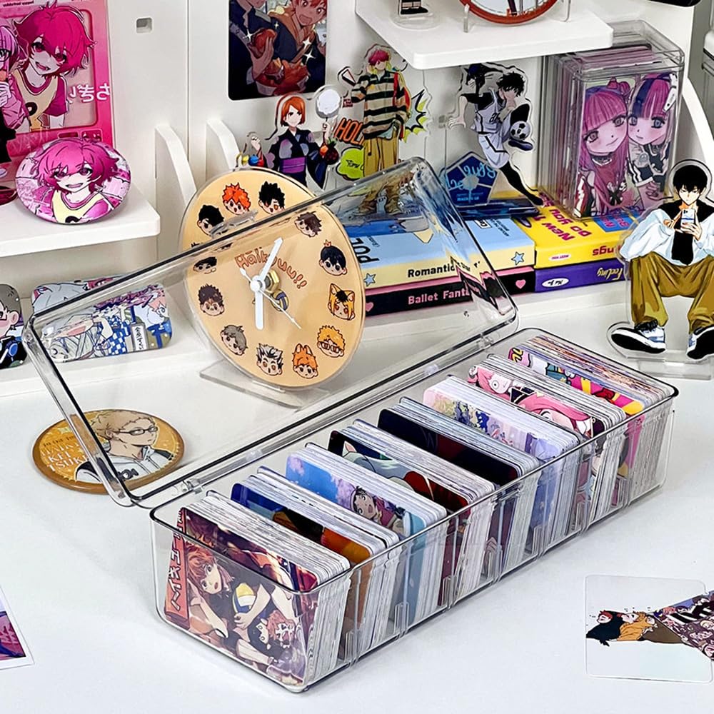 Porte-cartes de Visite 500 Cartes, Boîte de Rangement pour Cartes de Visite Transparente avec 4