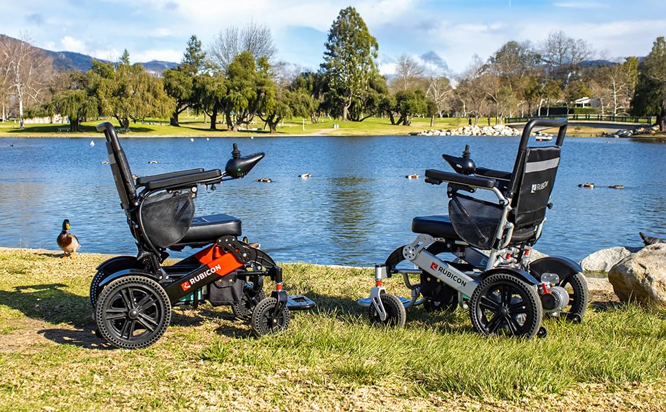 Image of Rubicon DX14 - Longest Range 30 Miles, Airline Approved Electric Wheelchair, Dual 12AH Lithium Batteries, 2x300W Motors, Leather Cushion, Foldable, Lightweight & Powerful (Model16)