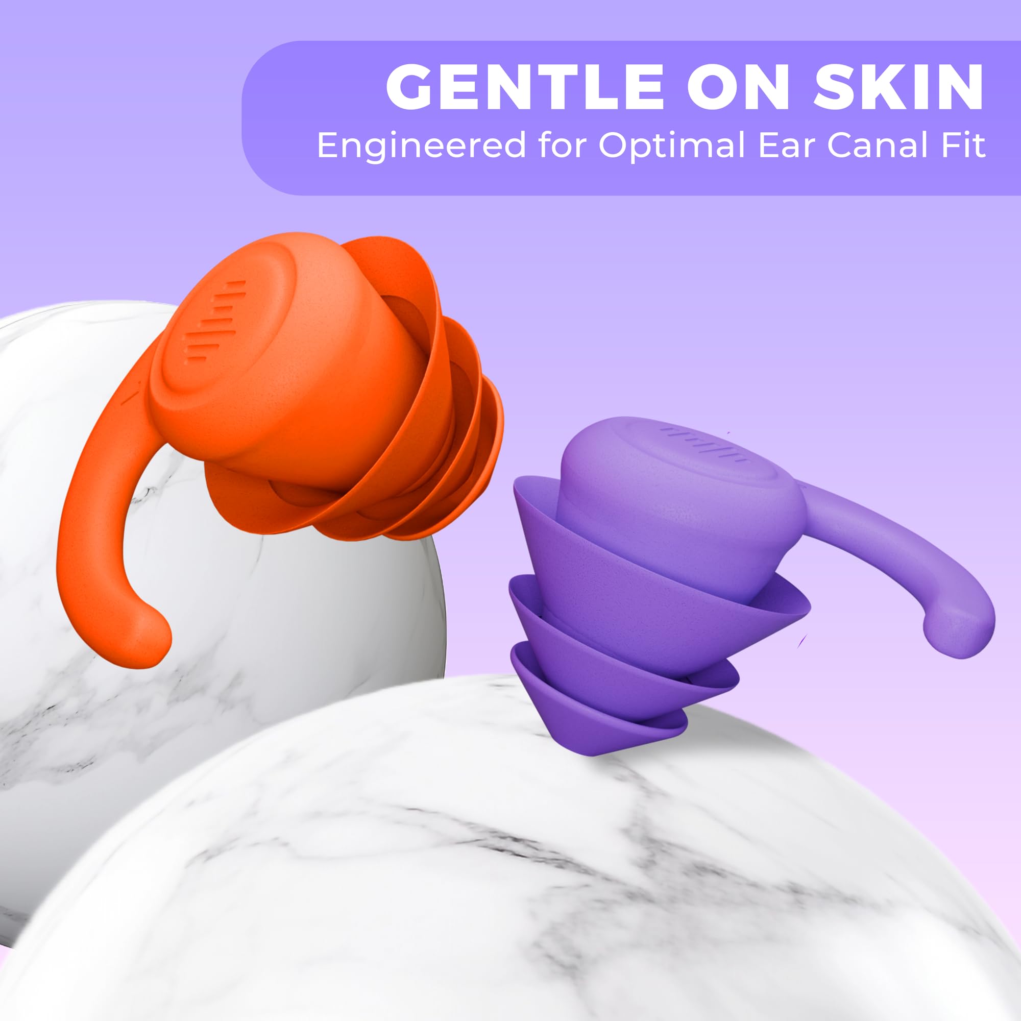 Pro Swim Tapones para los oídos, 3 pares, impermeables, reutilizables, de silicona, para natación, surf, esnórquel y todos los deportes acuáticos, coral, rosa, morado