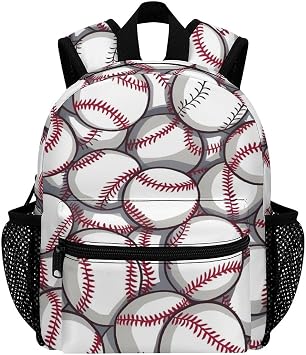 Kids Mini Backpack 12 inch Ball Baseball Pattern Backpack Schoolbag Preschool Kindergarten Children Bag Nursery Travel Bag for Toddler Boys Girls Age 3-7