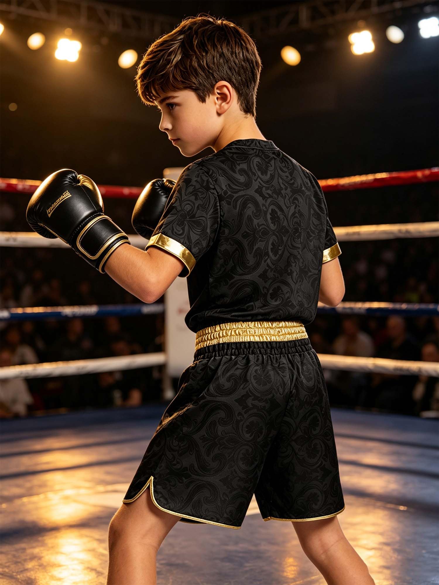 TTAO Bambina Uniforme Boxe Abbigliamento Bambino Sportivo Ragazzo T Shirt Nero 5-6 anni