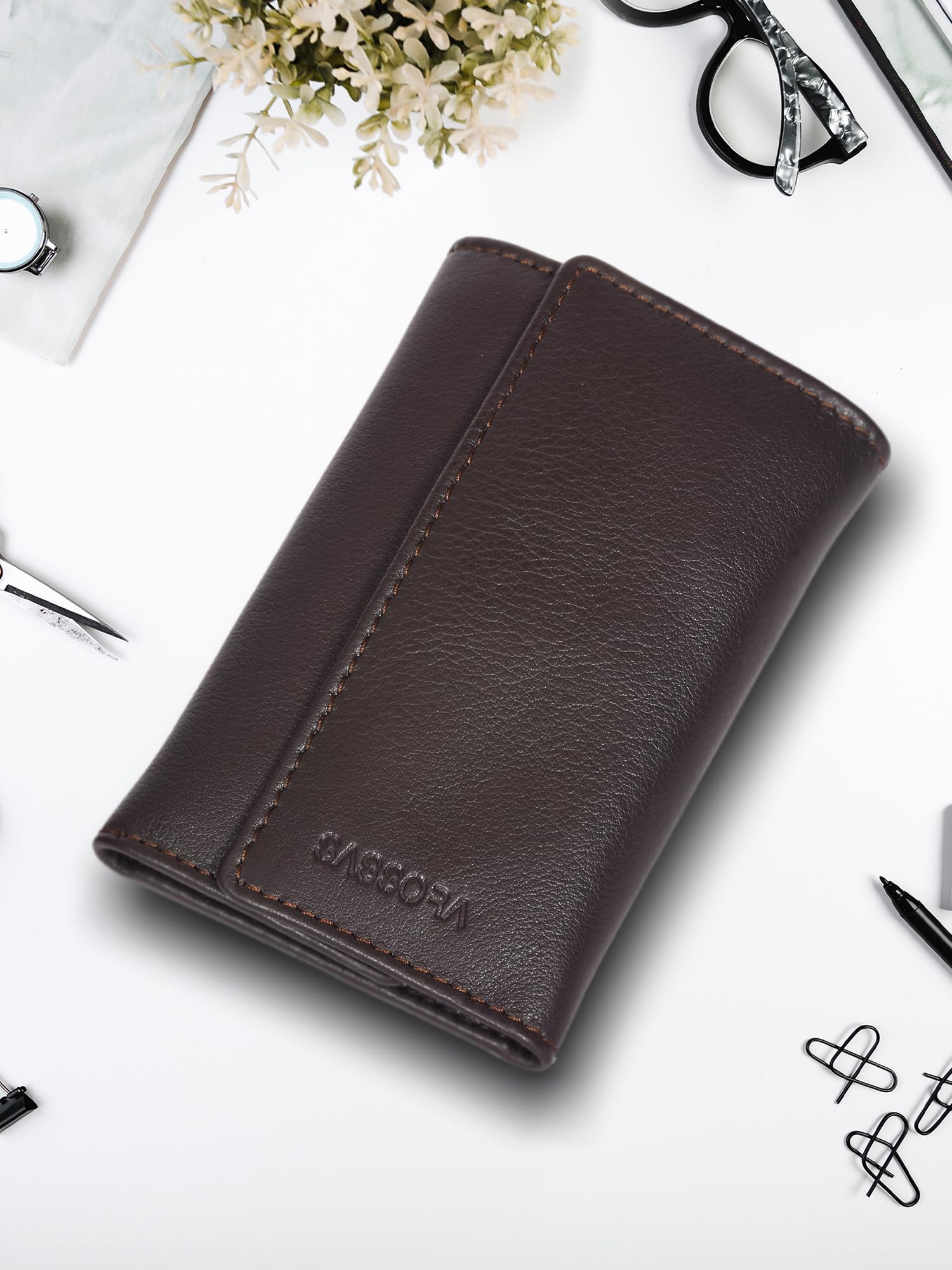 sassora Genuine Leather Unisex 8 Keyholder Key Pouch-picture-0