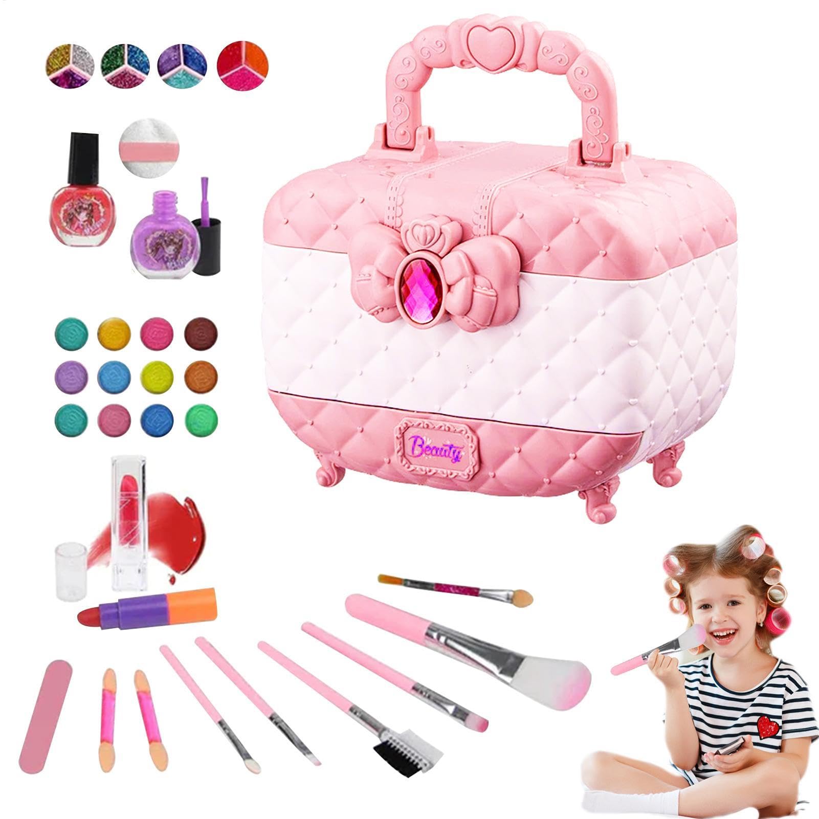 Trucco Per Bambini | Astuccio Cosmetici Princess Borsa Per Il Trucco Per | Bambini Piccoli | Kit Di Trucco Per Ragazze Senza Carico, Giocattoli Portatili Princess Cosmetics Per Ragazze Da 3 A 3 Anni