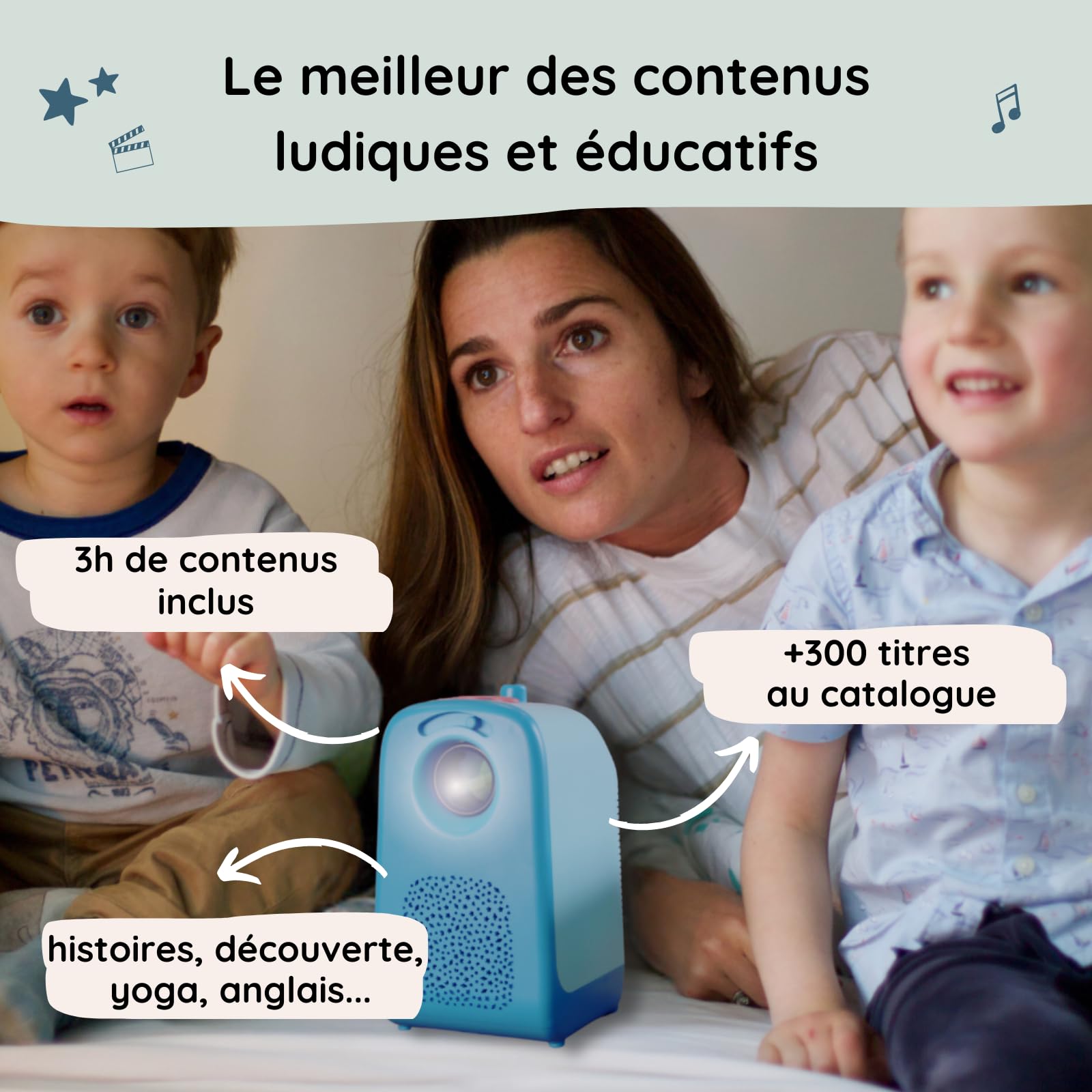 Projecteur pour Enfants sans Lumière Bleue Directe - 3 à 10 Ans - Cinéma à la Maison