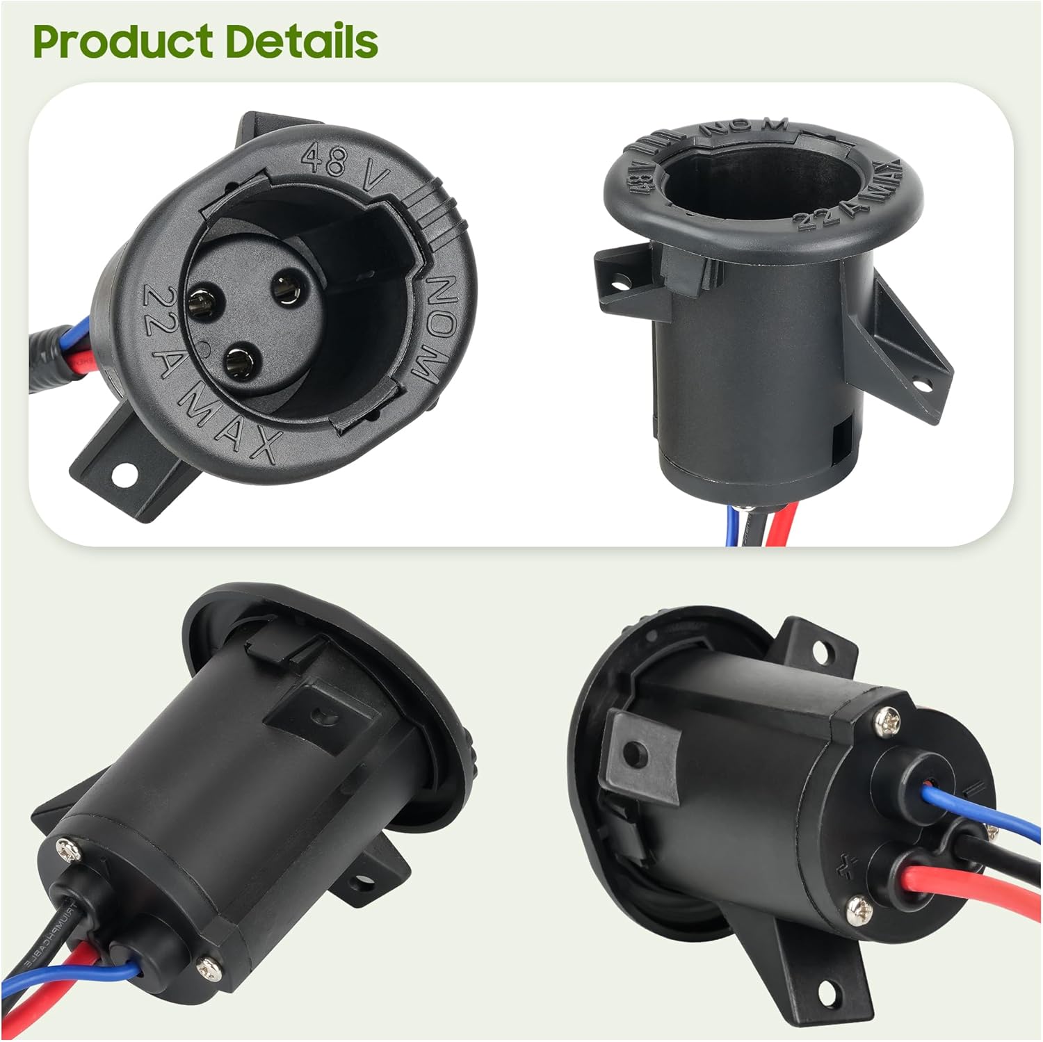 10L0L Golf Cart 48 Volts Charger DC Receptacle for Club Car Precedent Tempo 2014-up Electric Golf Carts, OEM#105137401