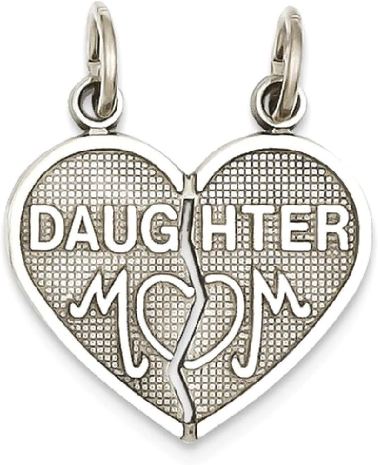 IceCarats 14K Solid White Gold Daughter Mom Break-apart Heart Love Necklace Mama Charm Mother Pendant - Image 7