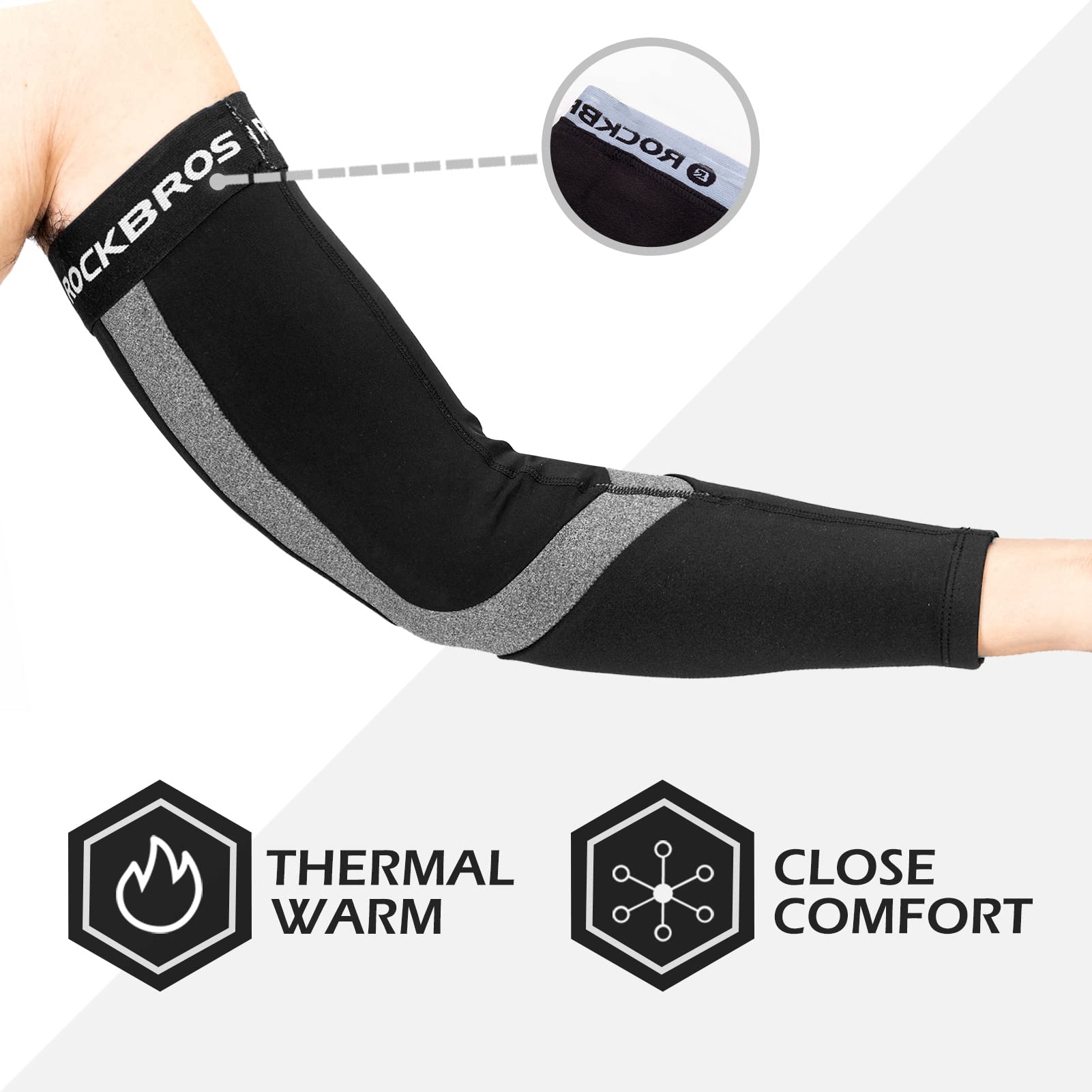 ROCKBROS Mangas Brazo/Perneras Térmicos de Invierno, Calentadores para Brazos y Piernas Antideslizantes para Ciclismo Bicicleta Running Deportes, para Hombre y Mujer