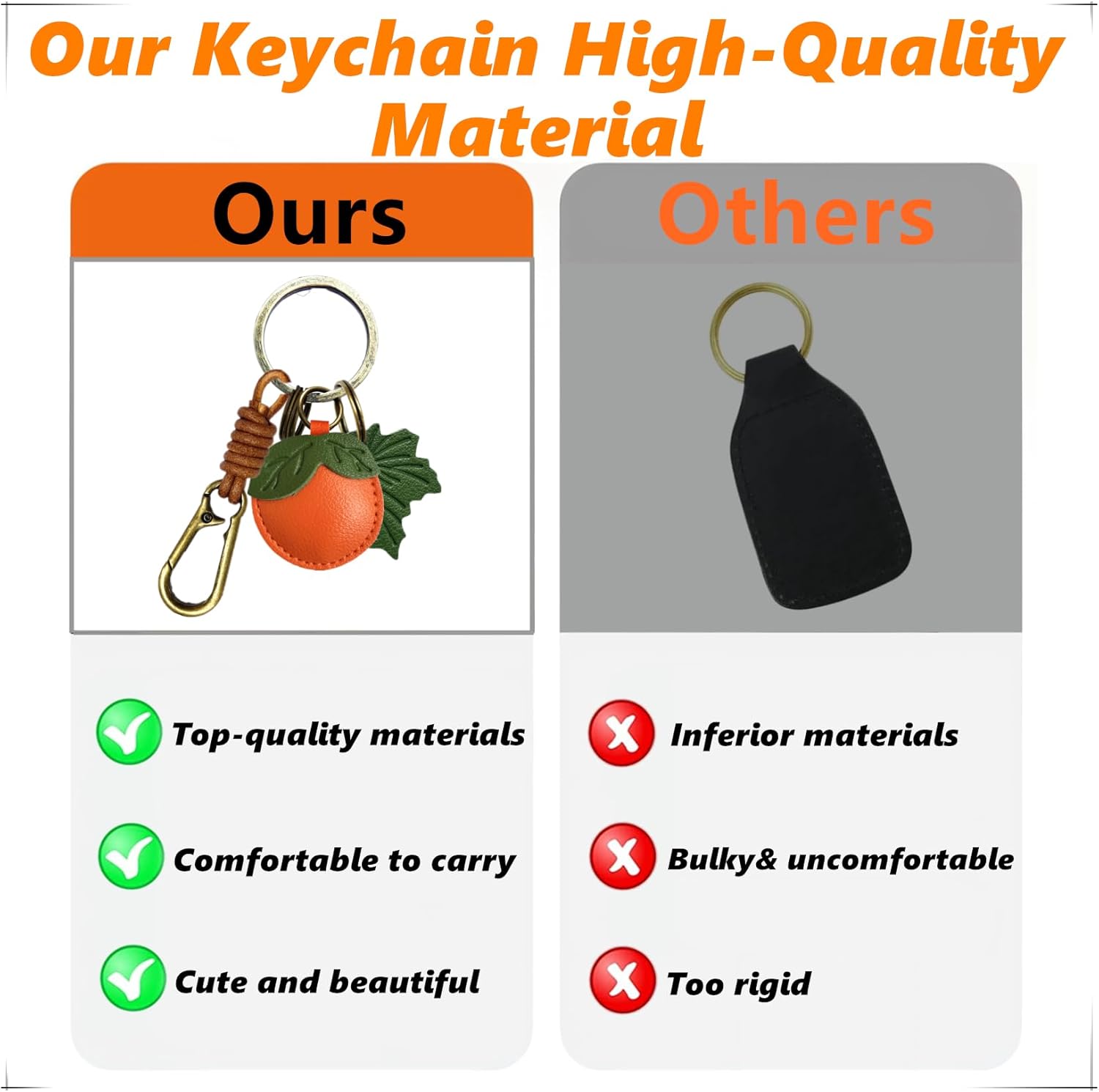 Leather Leaf Fruit Keychain Retro Accessories,Cute Keychains for Women Bag,Key Organizer,Charms,Purse Keyring Holder - Image 3