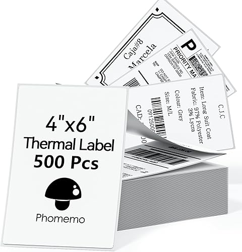 Phomemo Etiqueta térmica de envío directo de 4 x 6 etiquetas plegables de ventilador de 4 x 6 pulgadas compatible con impresora de etiquetas Rollo
