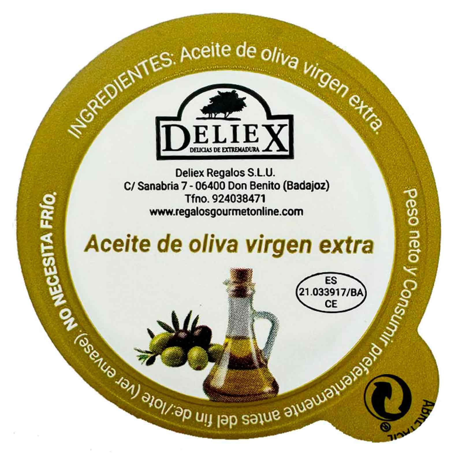 Deliex 40 aceite y vinagre en monodois en cubo, aceite de oliva virgen extra en pequeñas porciones de 10 ml x 40 tarrinas 40 x 8 ml de vinagre añejo (CUBO, Y 40 SOBRES DE SAL)