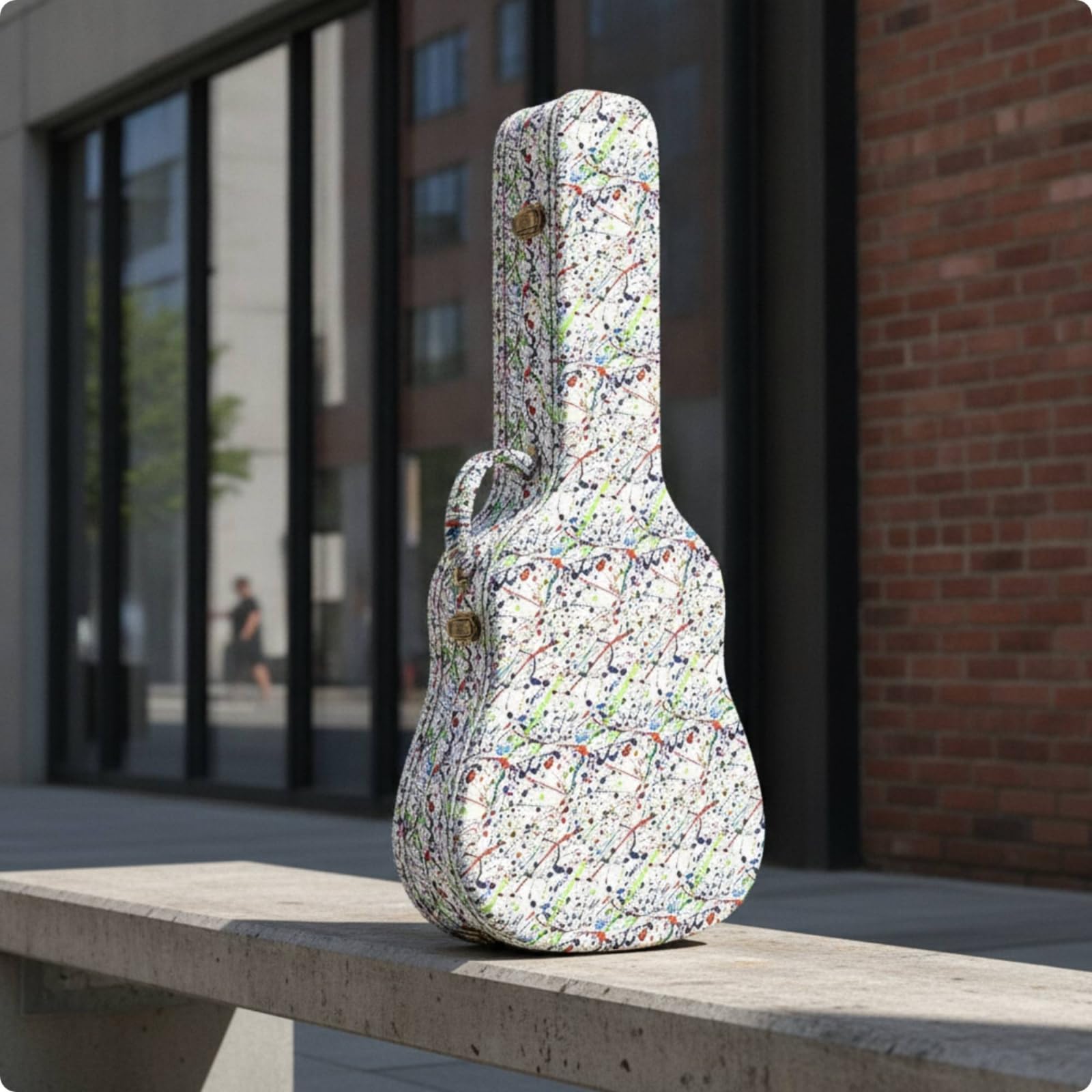Funda Rígida Guitarra Antigolpes Estuche para Viajes, Ensayos, Hoja De Arce con Asa