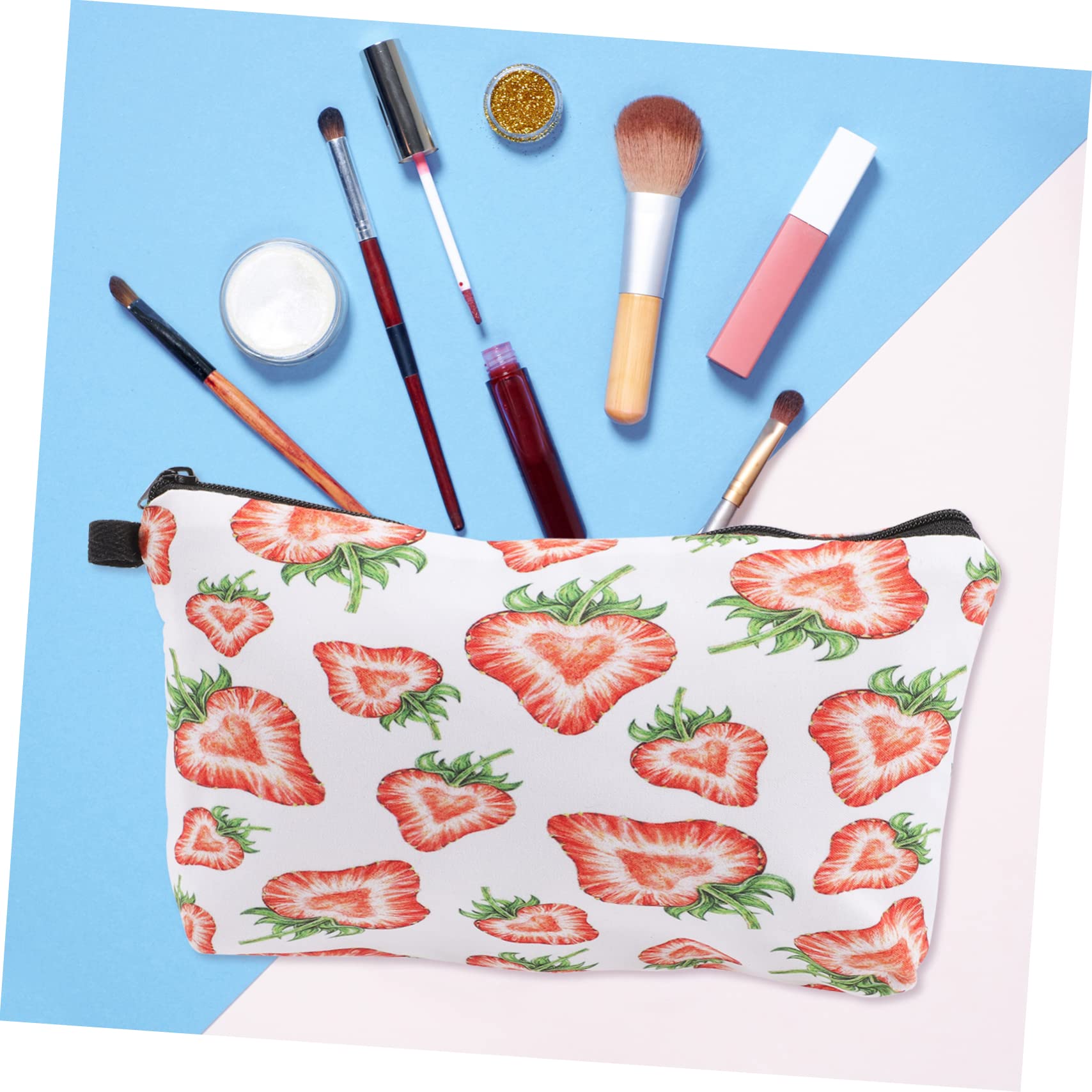 Beaupretty Lot De 5 Trousses De Maquillage pour Filles avec Rouleau De Pinceaux Motif Fraise Tendance Fermeture Éclair Trousse De Toilette 2 Pièces X 5