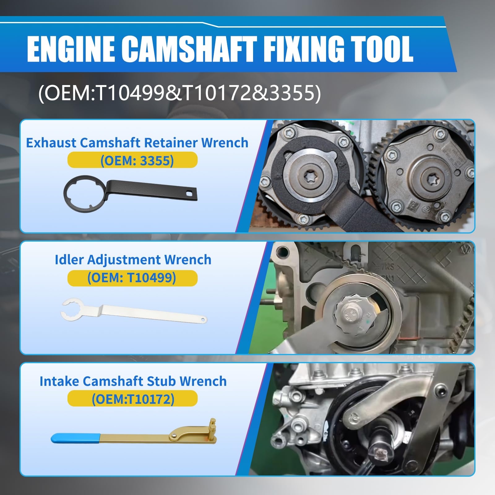 RUIZHI 10 kit Outils de Calage de Distribution pour VAG EA211 1.0, 1.2, 1.4, 1.6L FSI TSI TFSI, pour VW, pour Audi A3, pour Golf VII, pour Jetta, pour Skoda Octavia, T10340, T10476, T10477,