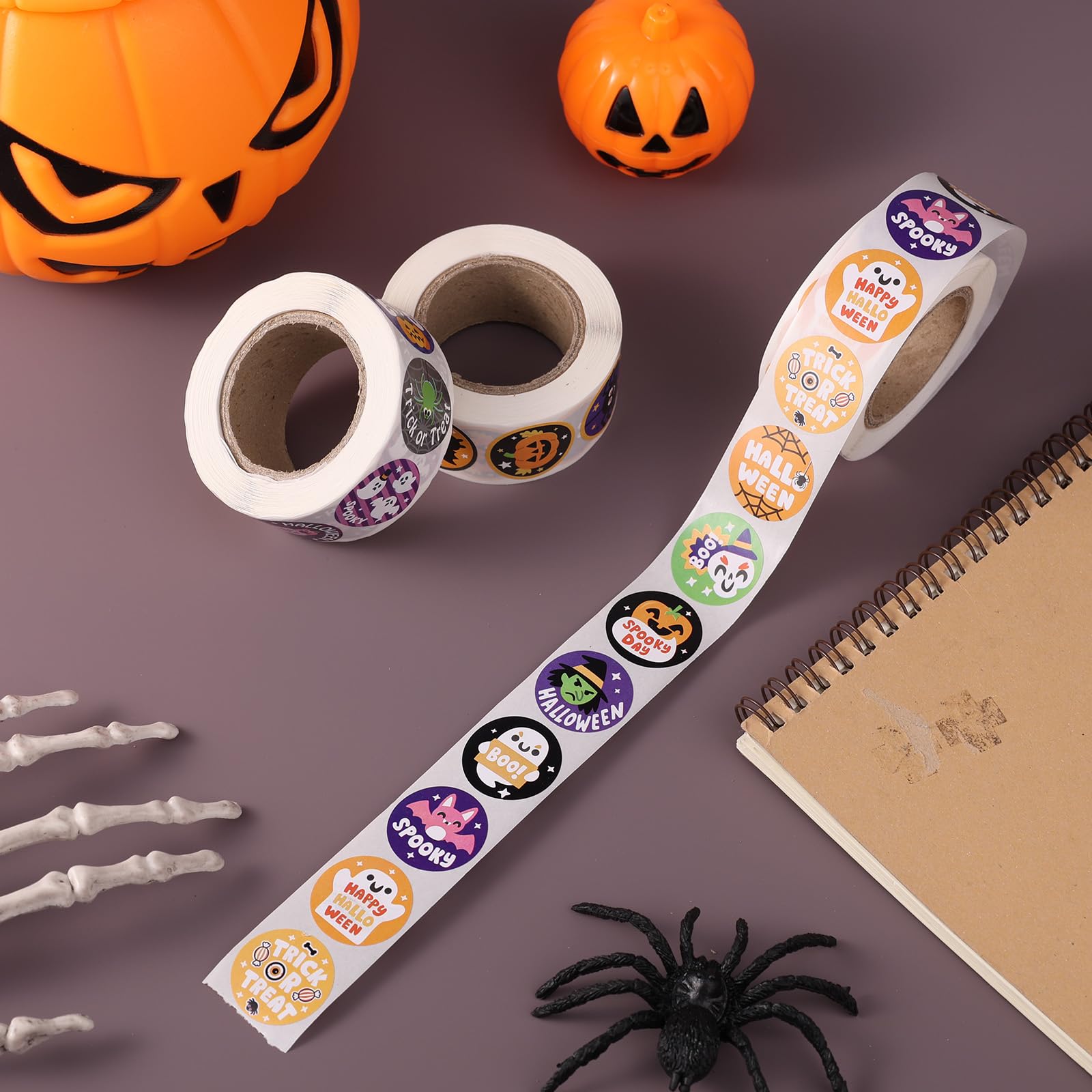 1500pcs Halloween Stickers for Kids 24 Styles 1 Inch Round Cute Pumpkin Ghost Bat Spider Stickers Roll for Scrapbook Gifts Crafts Halloween Party Supplies - Image 3