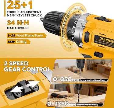 Sundpey 267 Pcs Tool Kit Set for Home with 21V Cordless Drill & Drawer Case