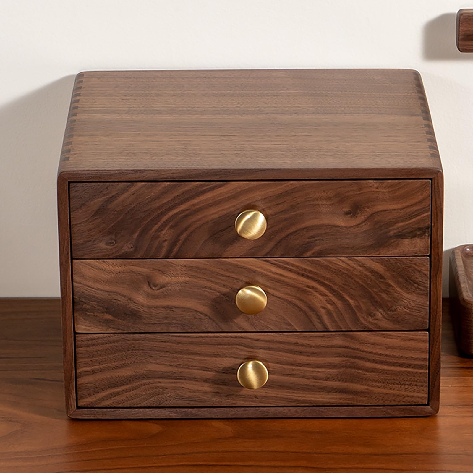 Desktop File Cabinet - Solid Wood Storage Box,Black Walnut Multi-layer Drawer Storage Box,porch Desktop Solid Wood Office File Storage Cabinet,sundry Storage Box Is Suitable For Office Area