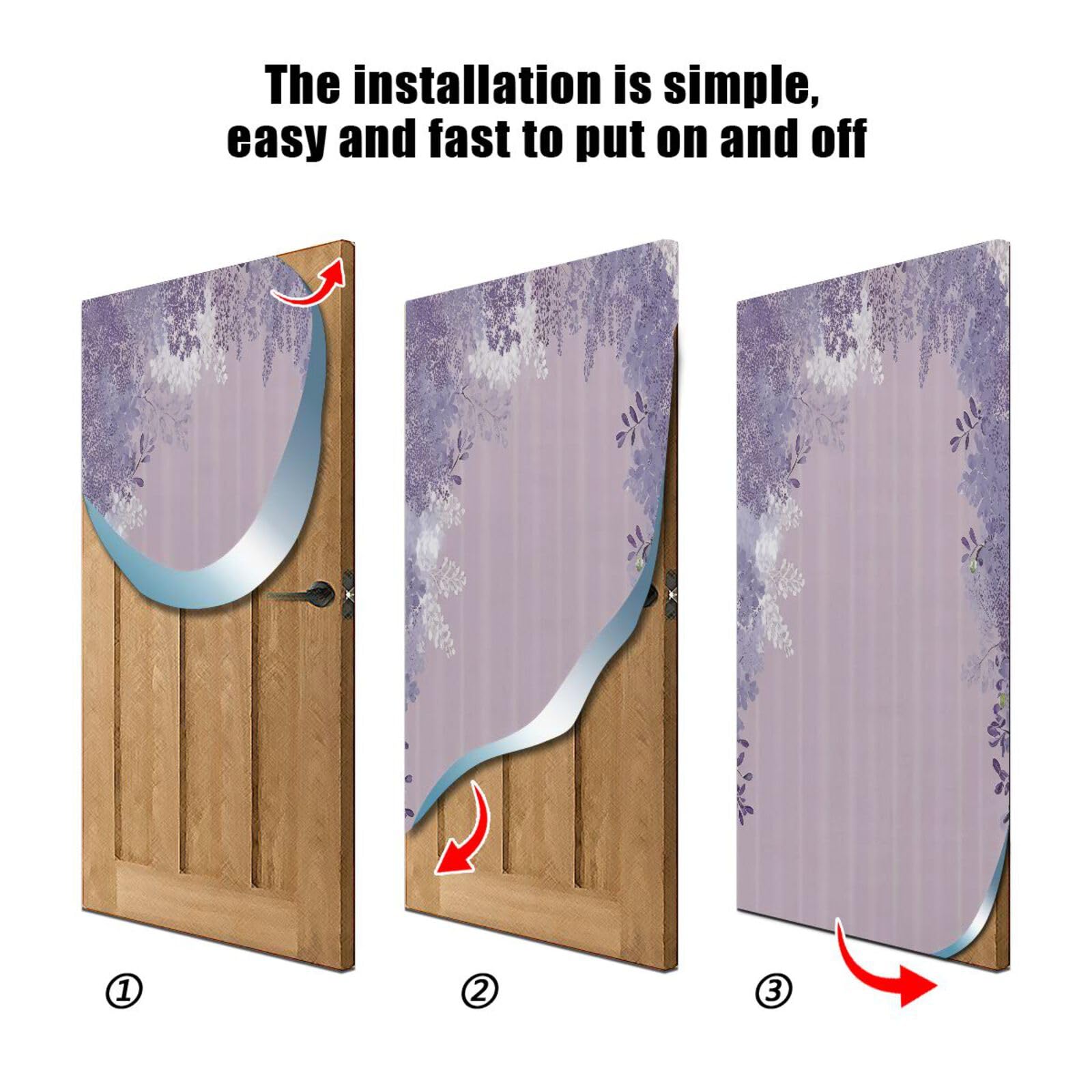 FLildon Lilac Flowers Door Cover Decoration, Party Accessory Porch Decor for Festive Ornament Room Door Covers 32 x 79 Inch