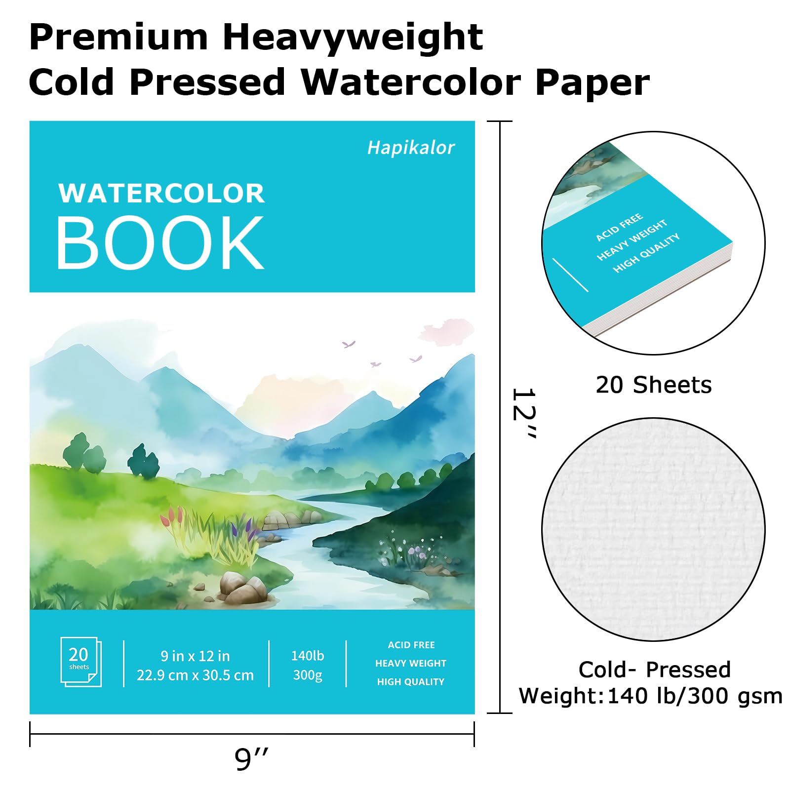 Hapikalor Watercolor Paper Pad - 9x12" -2