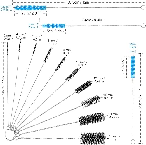 Miniatura 2 de Cepillos de limpieza reutilizables para pajillas, tubo de ensayo de botellas, cepillo largo de limpieza para pajilla, herramienta de lavado de