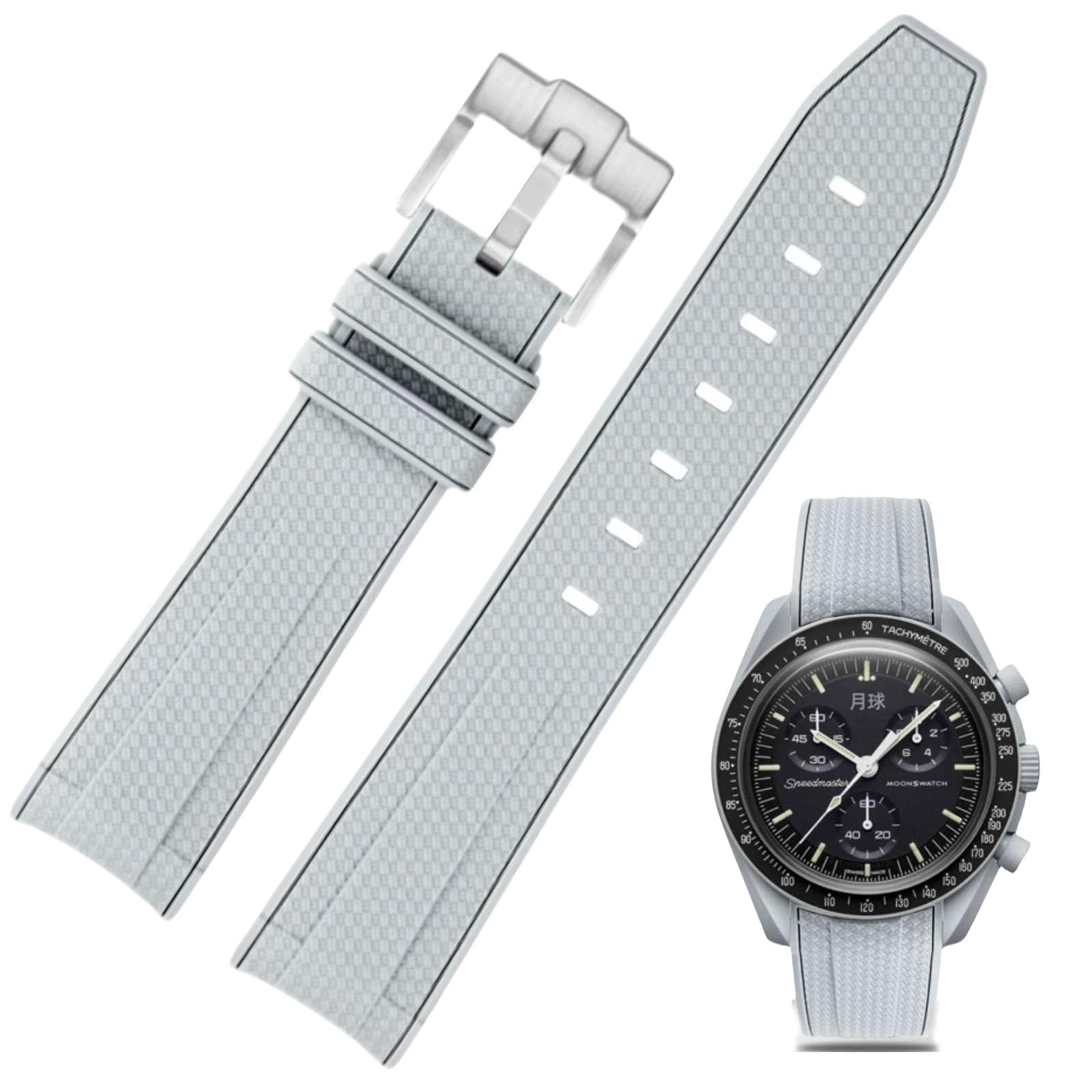 Correa de reloj para reloj Moonswatch, 20 mm, extremo curvado, estilo de tejido, caucho de silicona premium, correa de repuesto de goma de silicona, compatible con Omega XSwatch Moonswatch — view 21