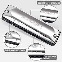 Vista 2 de EAST TOP Armónica, armónica diatónica clave de C para adultos y estudiantes con bordes redondeados suaves (T002-C)