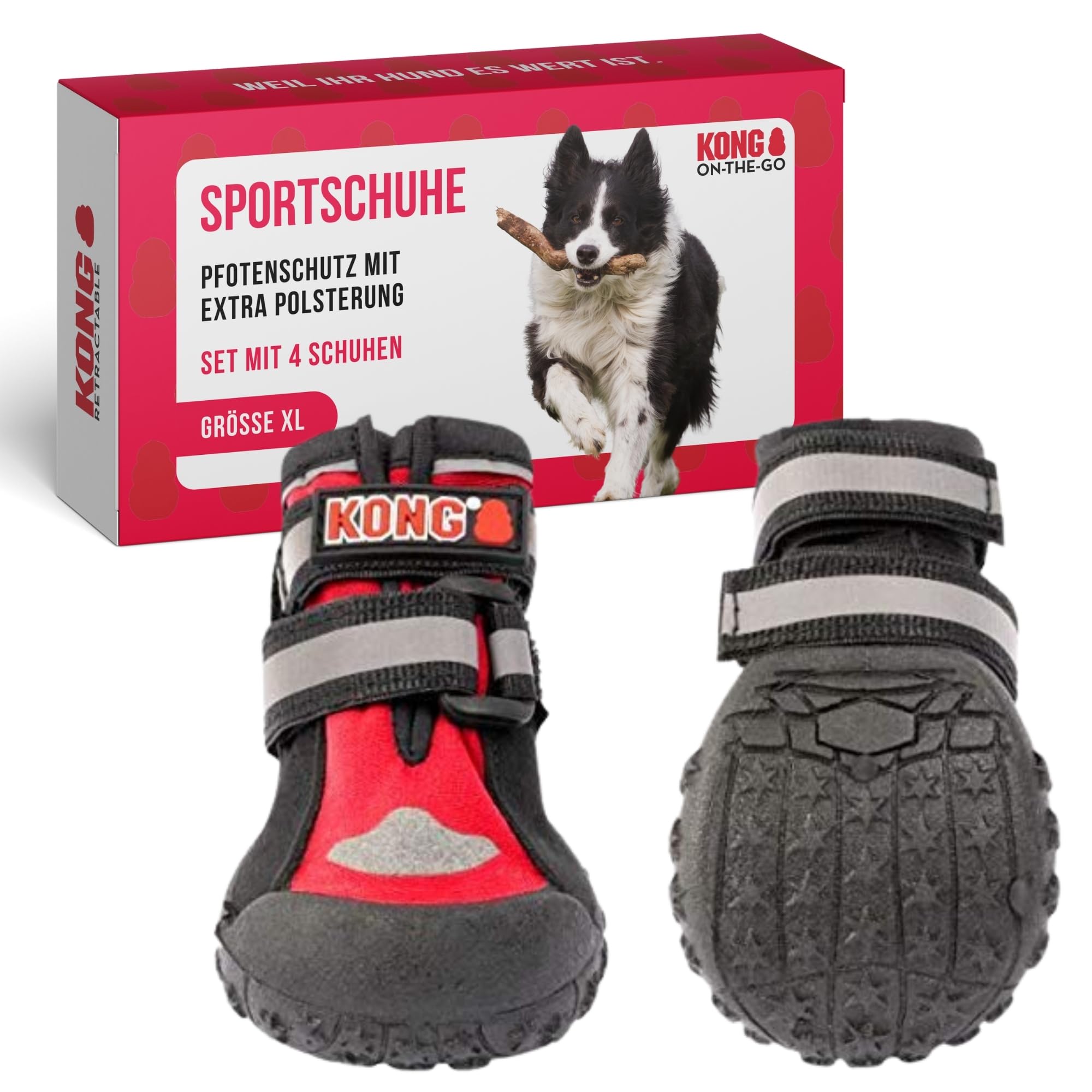 Hundeschuhe für große Hunde, rutschfeste Pfotenschutzstiefel mit weicher Polsterung, wasserdichte und langlebige Hundeschuhe für Spaziergänge im Freien, Hot Pavement & Winter (XL)