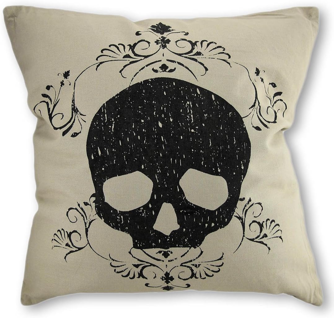 Bethany Lowe Damask Skull Throw Pillow 18 in.