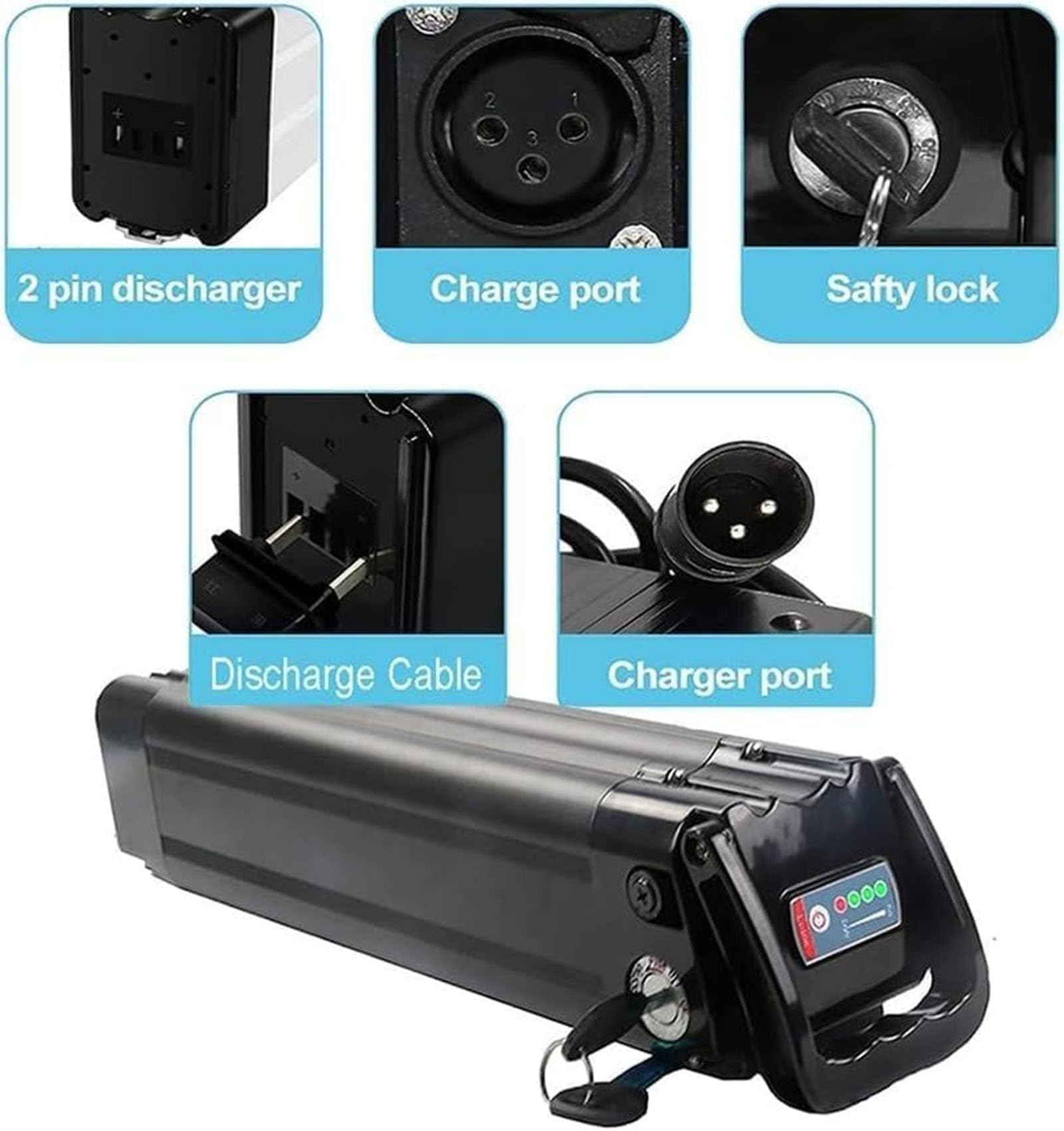 Batterie De Vélo Électrique 24V 8Ah 10Ah 18AhAvec Chargeur Batterie Ebike pour Moteurs 100W- 350W (24V, 10Ah)