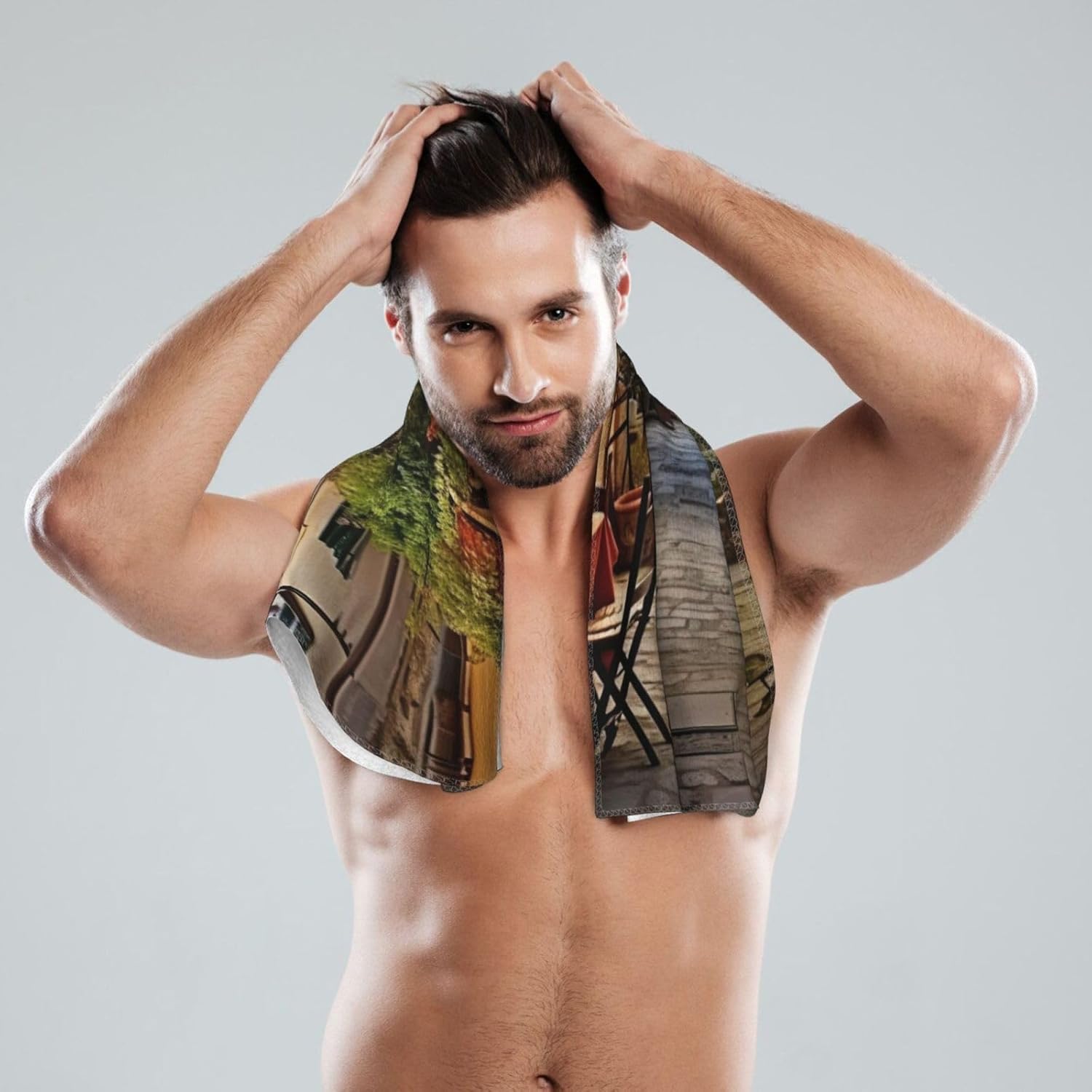 Italian Old Street Print Hand Towels for Kitchen, Decorative Bathroom Towels Decor Farmhouse Cute for Men Women Gifts