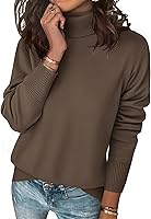 Zeagoo Women's Turtleneck Sweater: Cozy Long Sleeve Split Hem Knit Pullover for Fall Winter