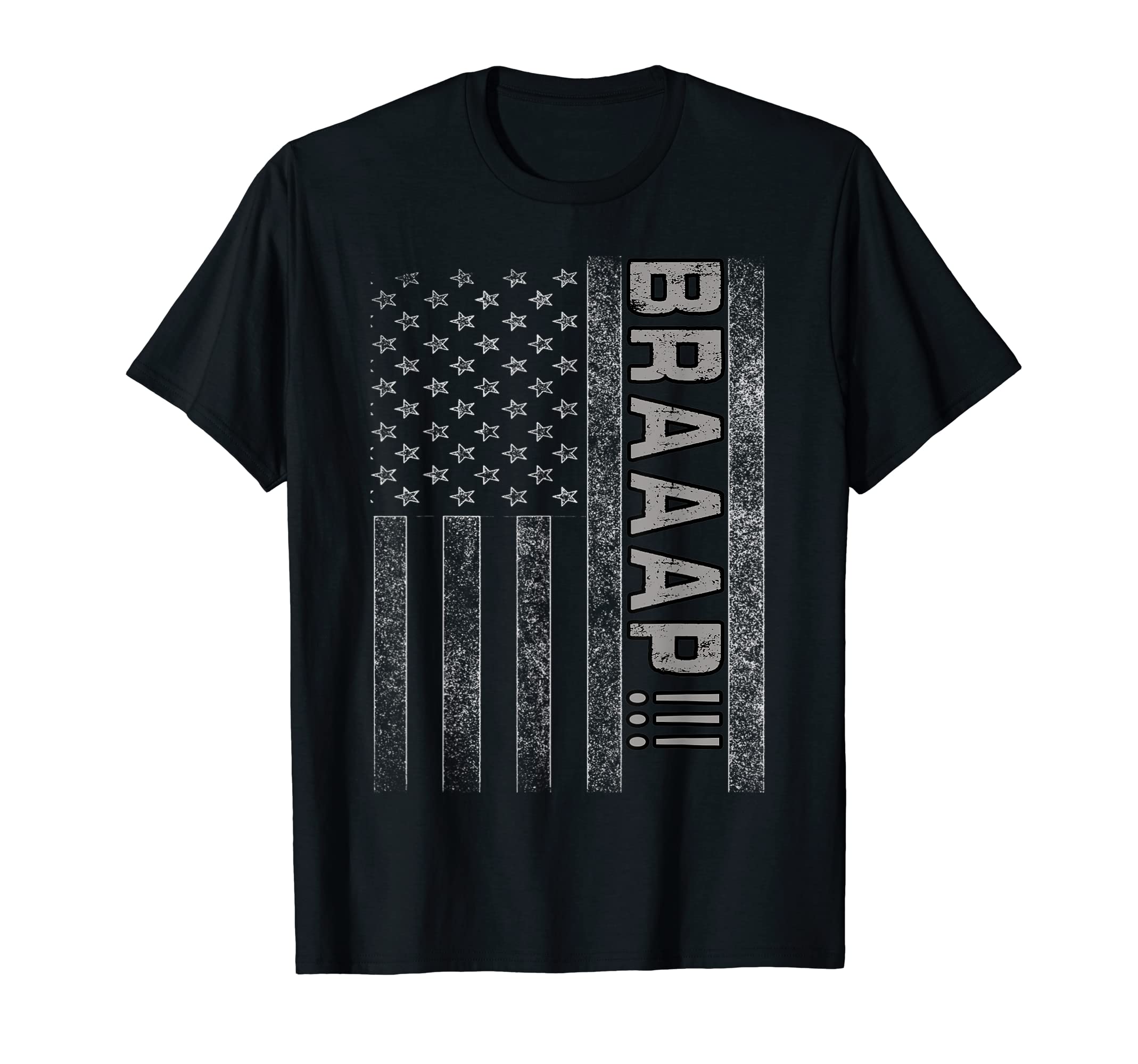 Funny Braaap Vintage USA Flag Dirt Bike MotocrossBraaap Vintage USA American Flag Dirt Bike T-Shirt