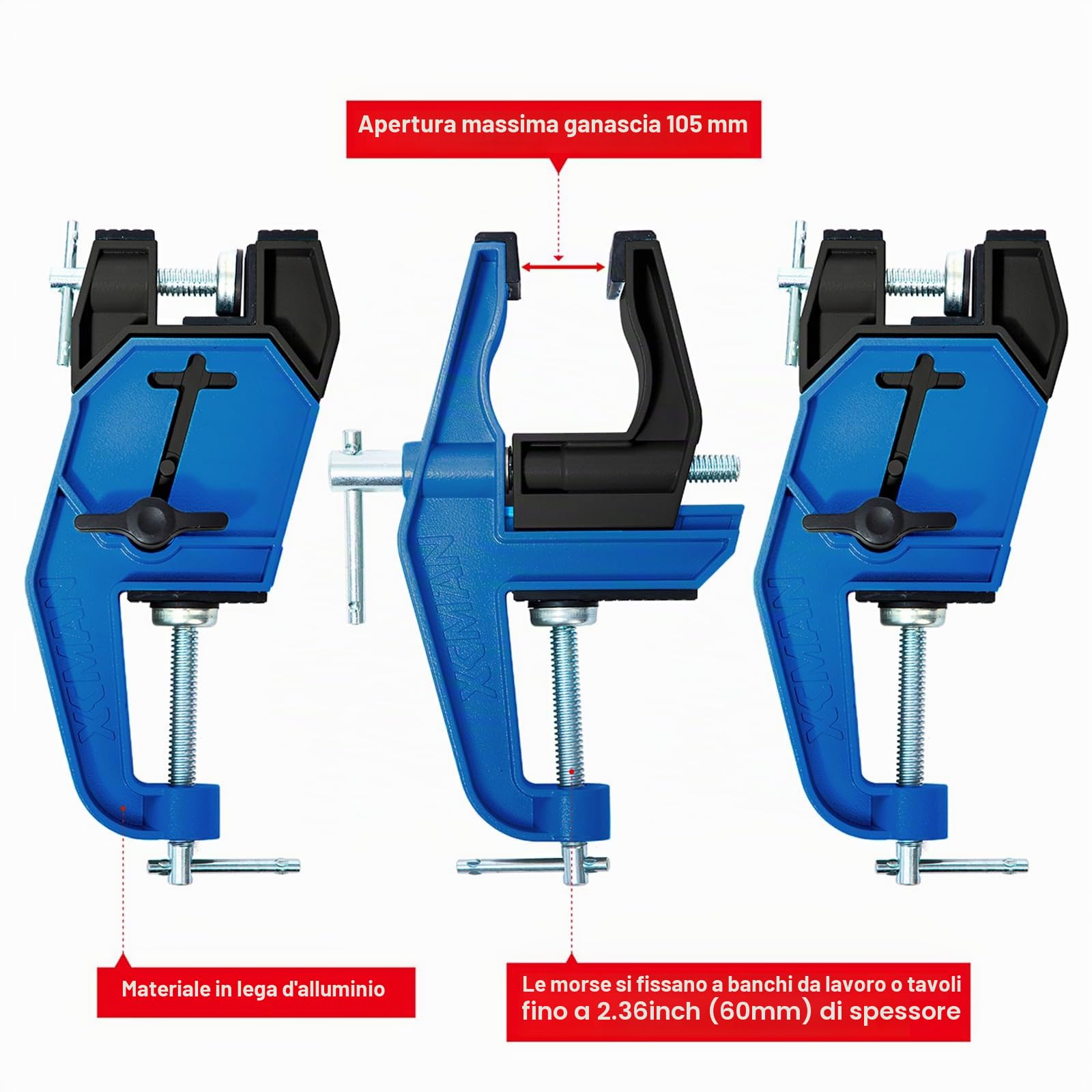 XCMAN Alpine Ski Vise Pro - Morsa per accordatura e ceratura, angolo e altezza regolabili, durevole e stabile, ganascia aperta fino a 105 mm