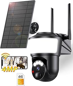4G LTE Cellular Security Camera Outdoor System, No WiFi 4MP Solar Powered Security Camera Outside, 2K Color Night Vision for Surveillance Home, PIR Motion Detect, 2-Way Talk with SIM Card asin的图片