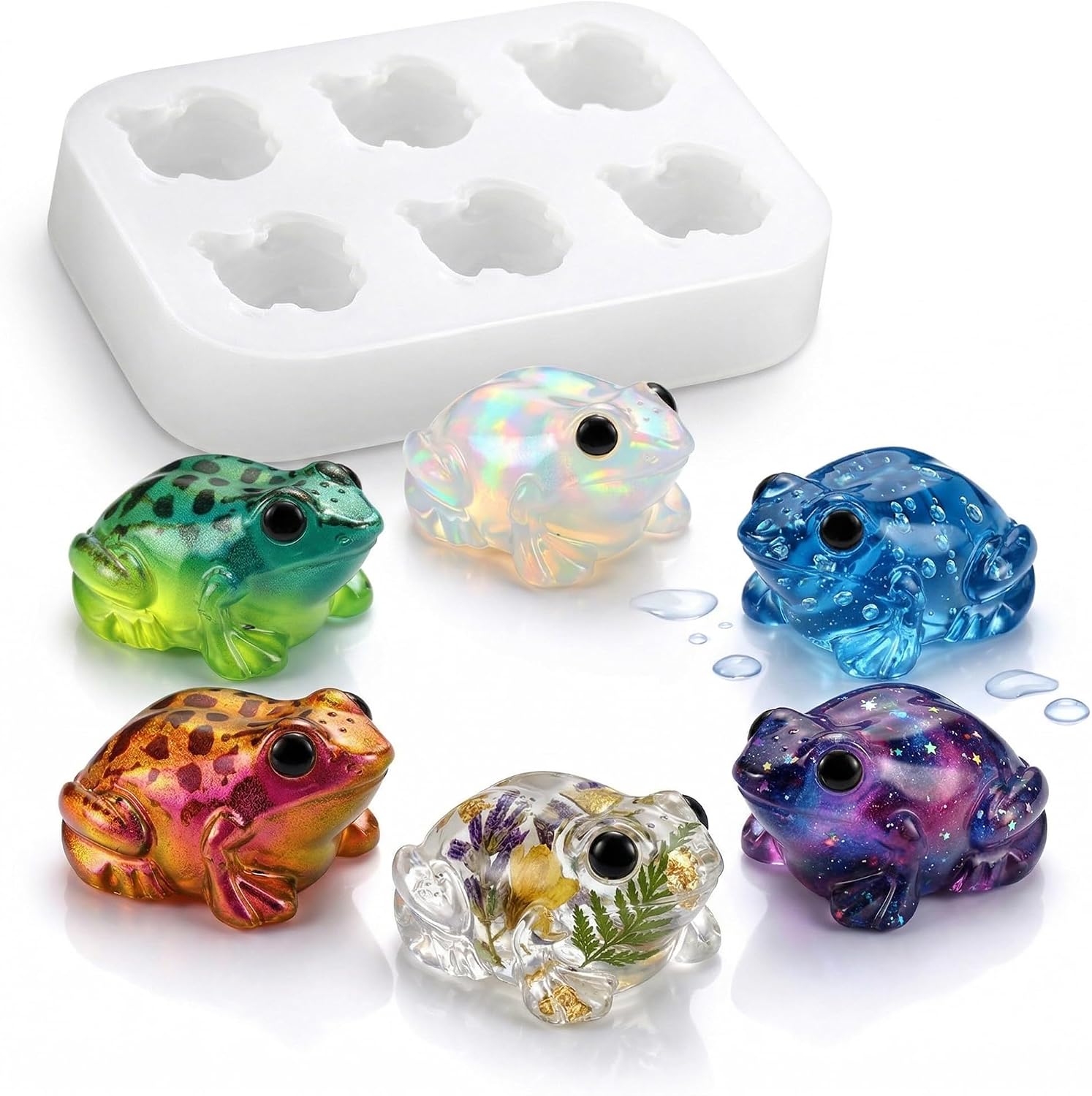 1Pc Mini Cute Frog Figurines Resin Silicone Mold 6-Cavity 3D Toad Animal Epoxy Casting Mold for DIY Craft Micro Resin Soap Home Decor Dollhouse Fairy Garden Miniatures Landscape Decor