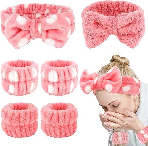 WHAVEL Juego de 6 diademas y muñequeras de spa, diadema para lavado de cara, para el cuidado de la piel, para lavar la cara