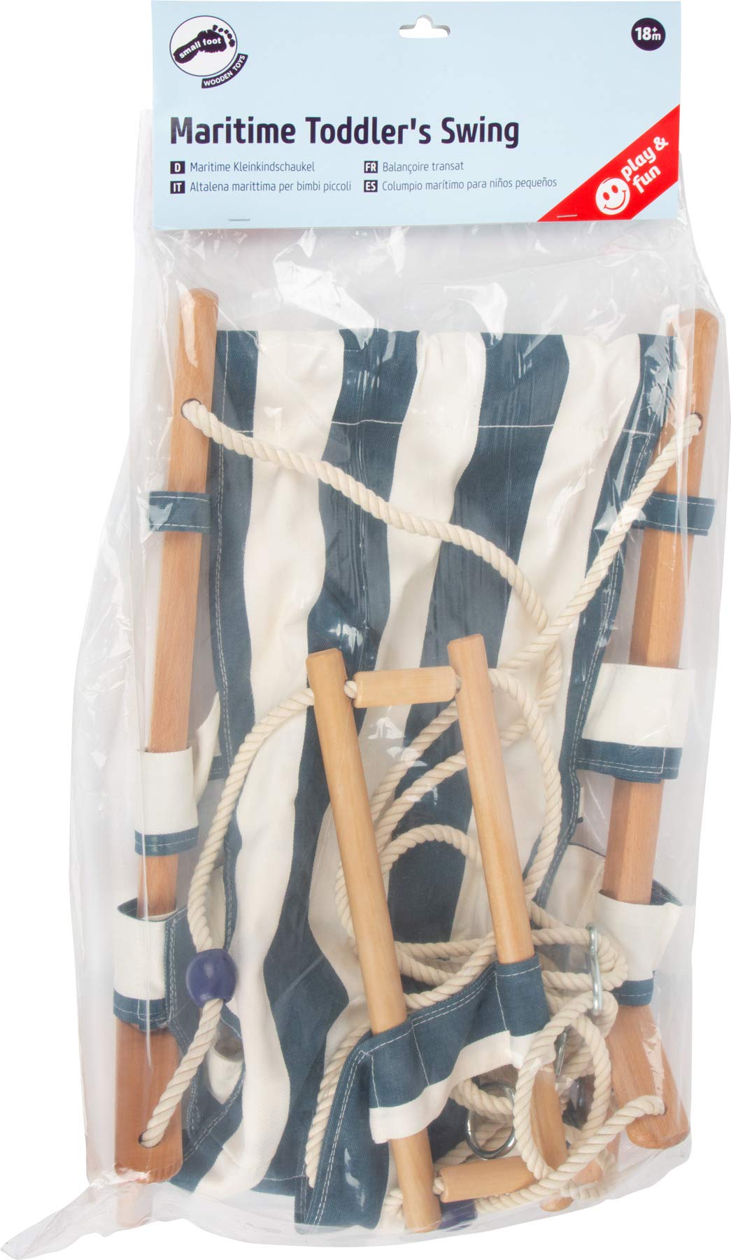small foot Kinderschaukel "Maritim" aus Holz, belastbar bis 25 kg, sicher durch Gurt und Stoffbahn, ab 1,5 Jahren, 6996