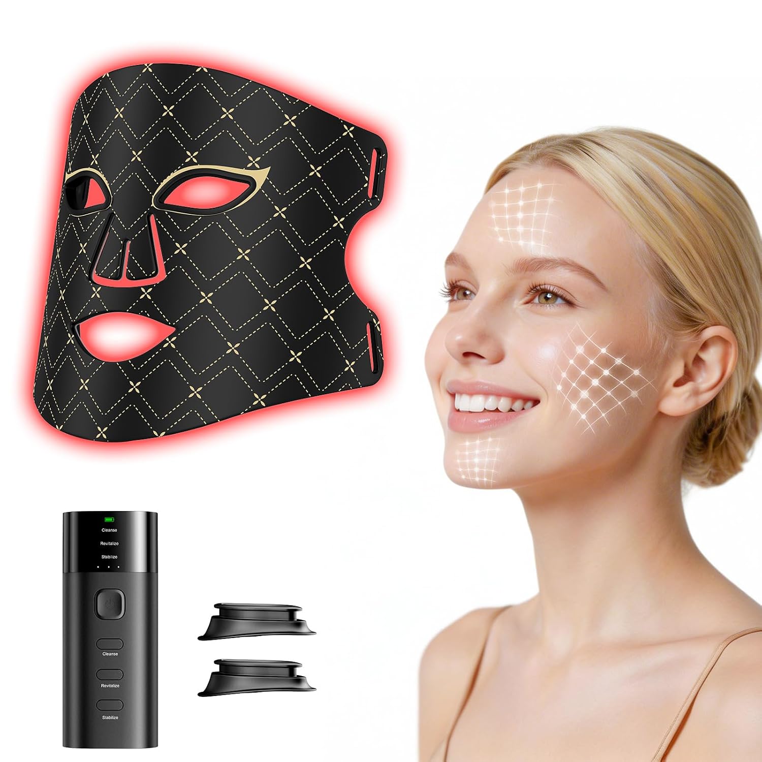 Red Light Therapy for Face with 850nm NIR, 630nm Red & Blue Light Modes