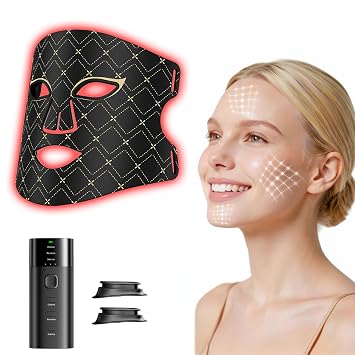 Red Light Therapy for Face with 850nm NIR, 630nm Red & Blue Light Modes | 240 LEDs Red Light Therapy Mask, 3 Levels & 20-minute Timer, Skin-friendly Led Face Mask Light Therapy for Home & Travel