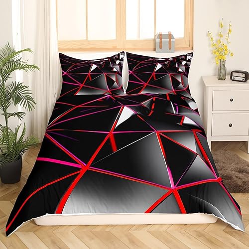 Funda de edredón de nido de abeja roja, juego de cama estereoscópico de panal para niños, funda de edredón de colmena geométrica, funda de colcha de