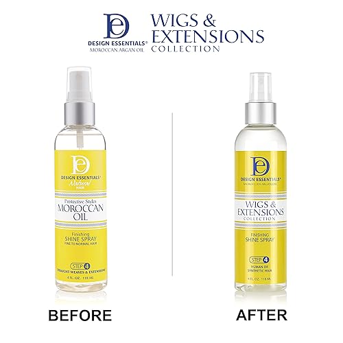 Miniatura 3 de Design Essentials Spray de brillo de acabado de aceite de argán marroquí, colección de pelucas y extensiones, amarillo, 4 onzas líquidas (paquete de