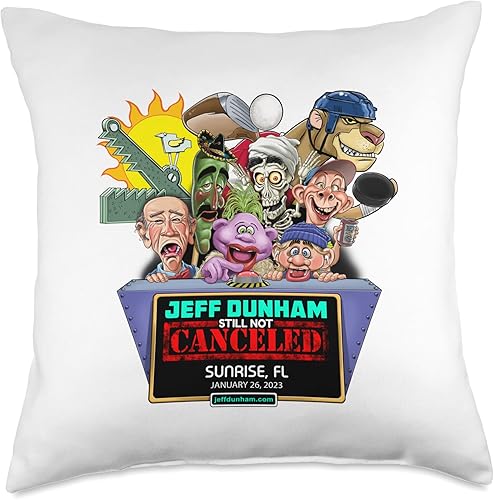 JEFF DUNHAM Sunrise FL 2023 - Almohada de 18 x 18 pulgadas multicolor