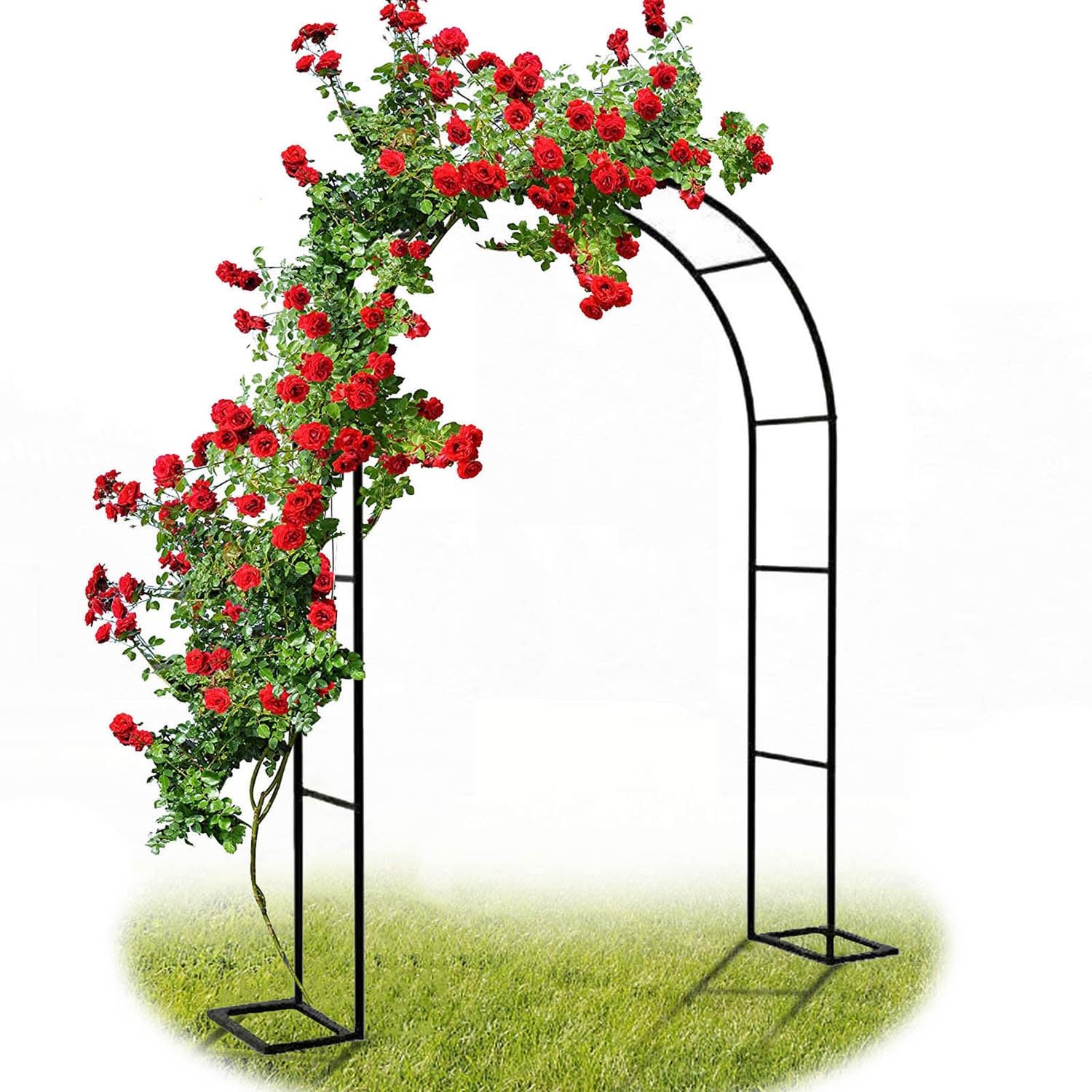 Pergola de jardin en métal noire avec bases arche pour plantes grimpantes 200x230x25cm