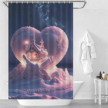 Amazon｜シャワーカーテン 防水 ファンタジーロマンチックなイラスト