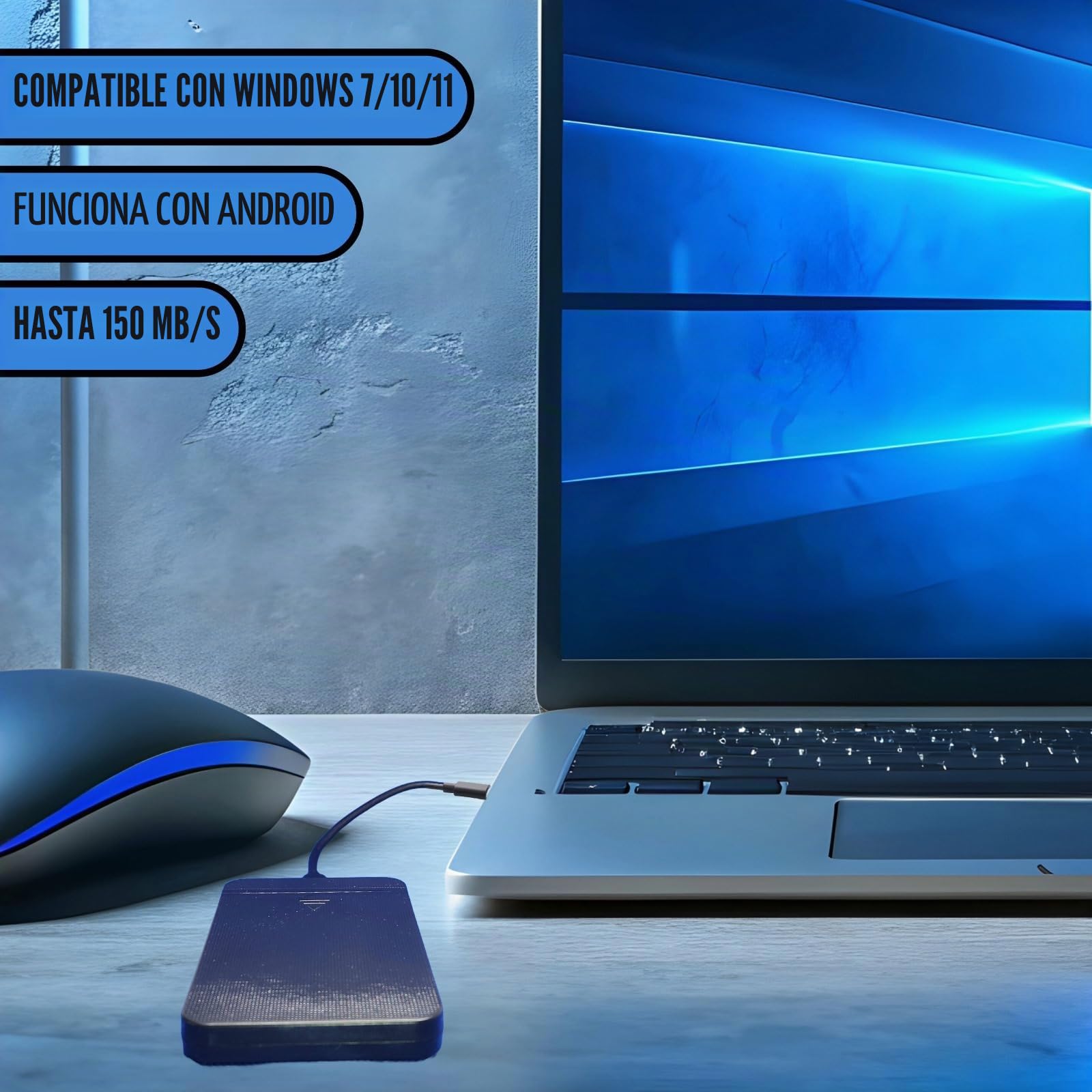 ezekers Disco duro externo portátil de 1 TB, USB 3.0 y USB C para PC, Mac, PlayStation, teléfono y Xbox, ultrarrápido