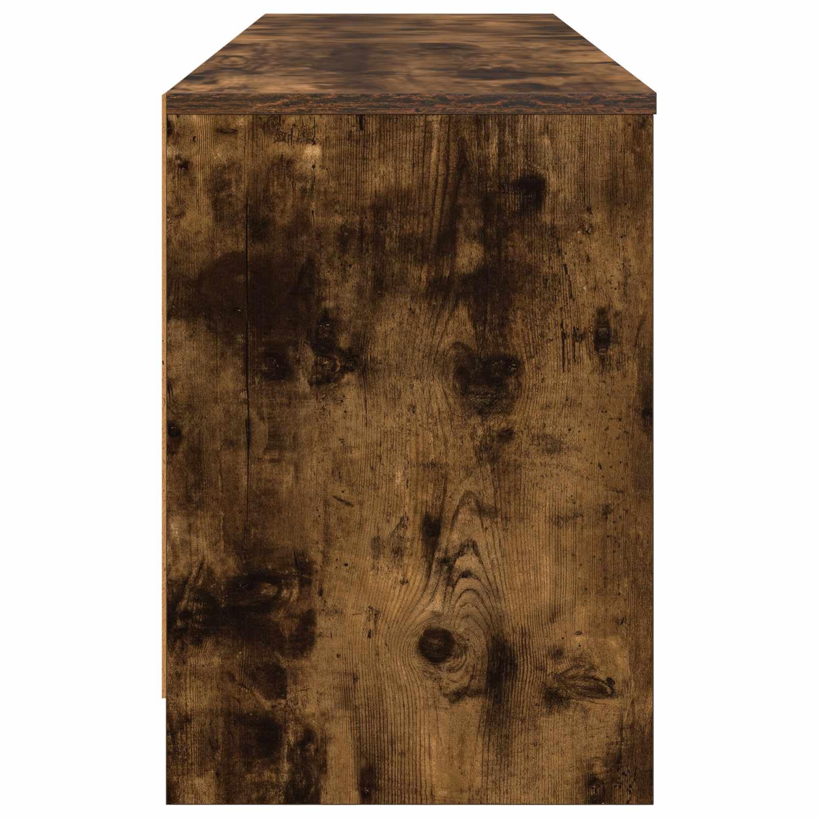Szafka na łóżko z regałem z materiału drewnopochodnego w kolorze wędzonego dębu, 66 x 33 x 48 cm, 2-częściowy zestaw z 4 półkami, praktyczne przechowywanie do sypialni i salonu