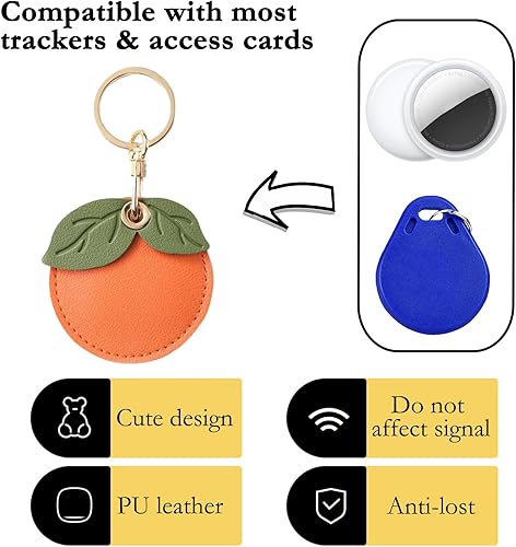 Miniatura 26 de Funda de cuero para llavero para Apple Airtag, funda protectora de AirTag con anillo para llavero, funda antiarañazos para llaves