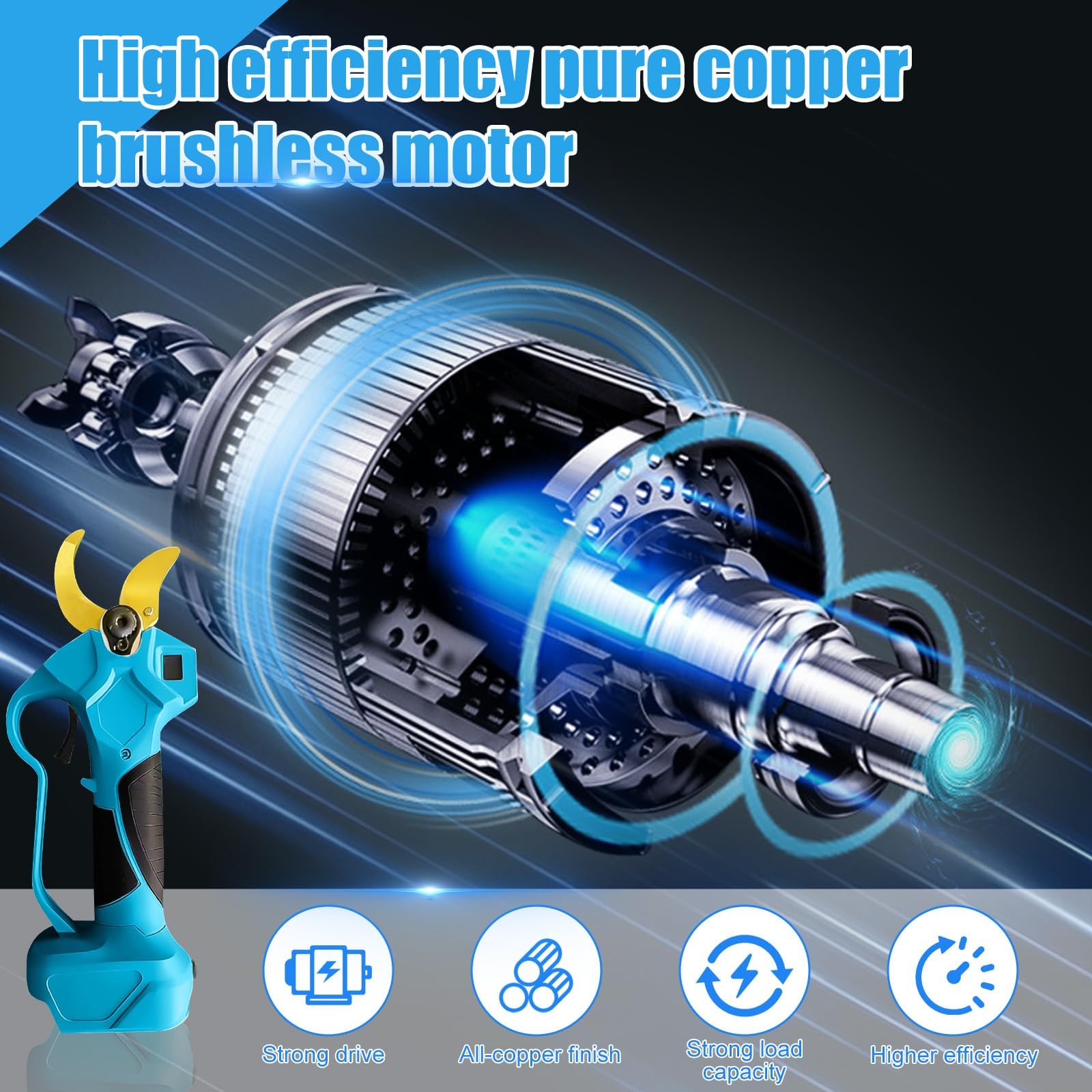 Forbici Potatura Elettriche per Makita 18V Batterie, Diametro massimo di potatura 65 mm Forbice Potatura a Batteria Professionali, LCD, Motore Brushless, per Potatura Giardino Albero da Frutta Delle