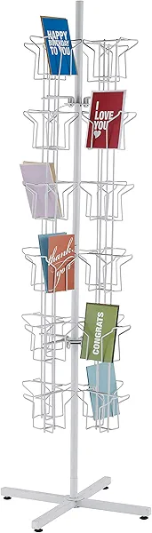 SSWBasics Rotating Greeting Card Rack - 48 Pocket - Overall Dimension: 65”H x 16”D - 48 Pockets Total (Each 5”W x 7”H x 1 5/8”D) - Perfect for Thrift, Retail, Grocery, and Convenience Stores