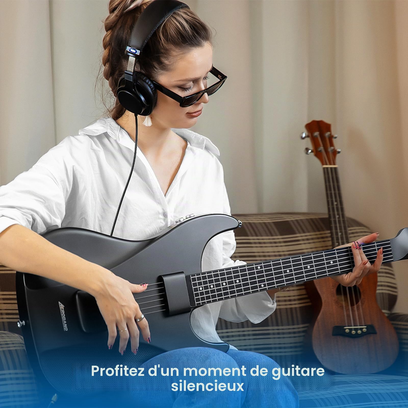 AeroBand Guitare électrique acoustique sans cordes, guitare silencieuse, guitare sac à dos